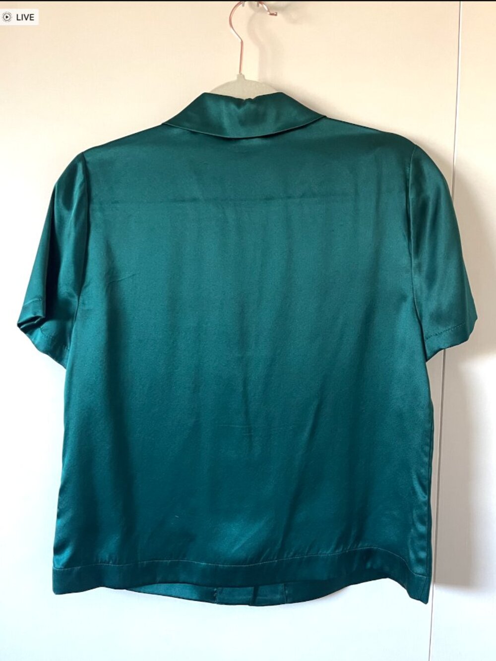 Reformation 100% Silk Emerald Green top // Small - Picture 3 of 5
